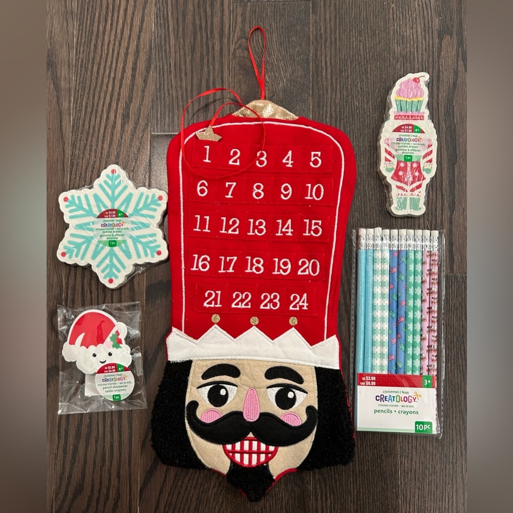 Festive Nutcracker Advent Calendar and Holiday Stationery Set NWT